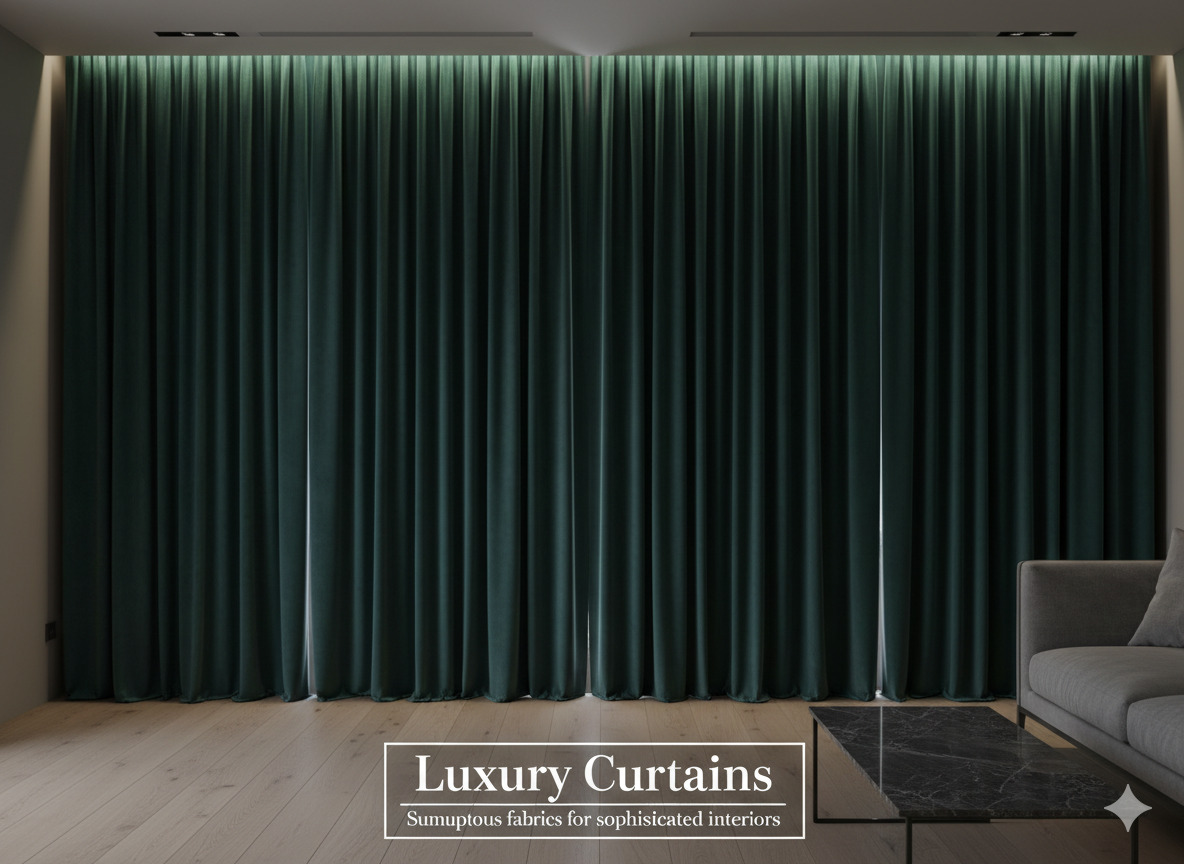 Luxury floor-length curtains in elegant fabrics