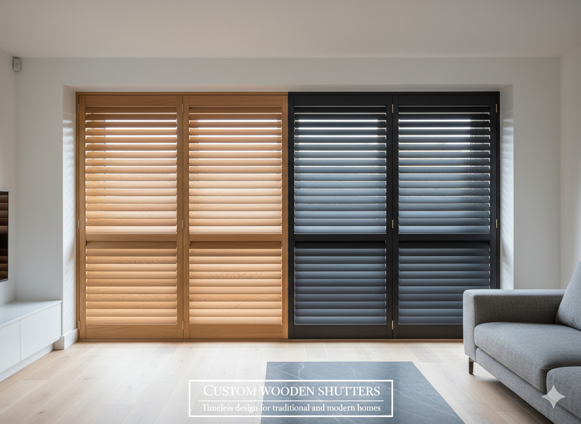 Custom wooden shutters for traditional and modern homes